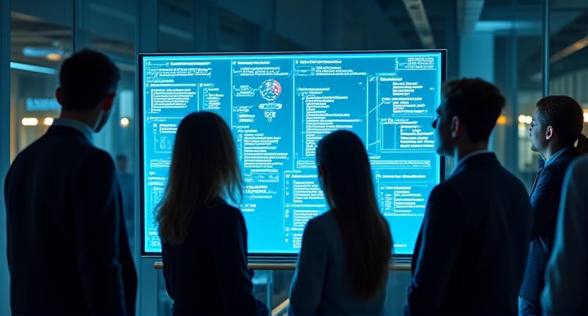 Ein Expertenteam bei Umbra Labs bespricht KI-Projekte am Whiteboard